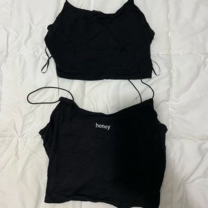 2 black crop tops